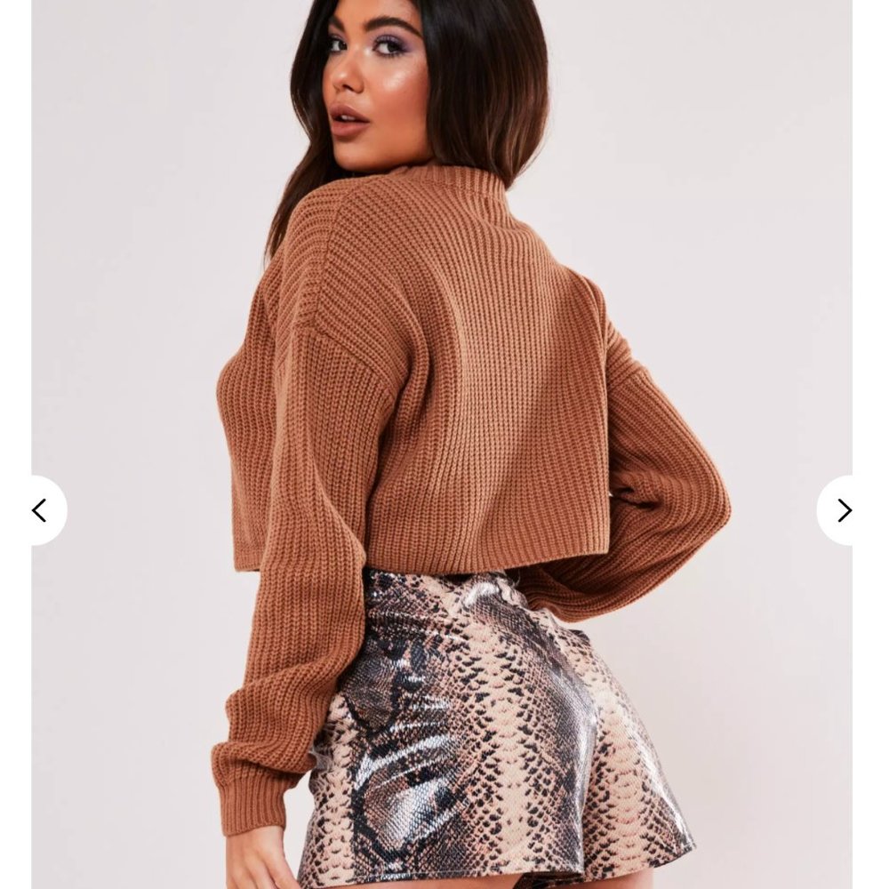 Brand New brown super cropped basic sweater - Picture 2 of 4